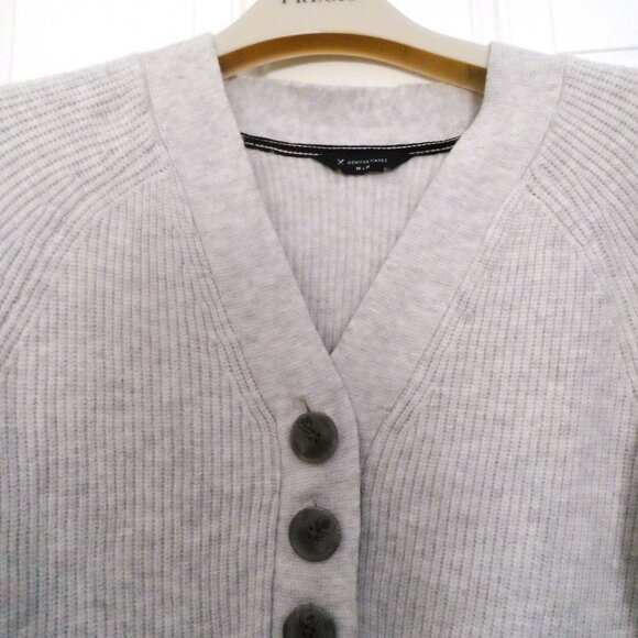 Denver Hayes Light Gray Button-Up V-Neck sweater - Sz M - Picture 1 of 9